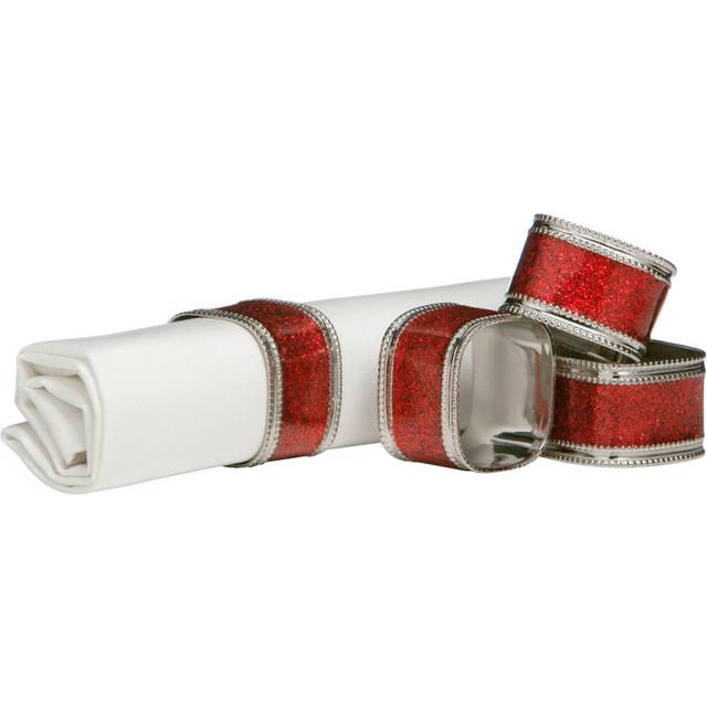 Premier Housewares - Red Glitter Napkin Ring - Set of 4