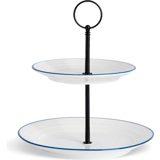 21cm 2 Tier Farmhouse White Cake Stand