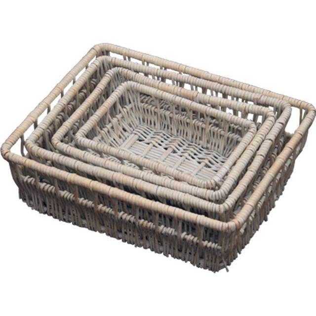 Set of 4 Provence Wicker Shallow Storage Baskets