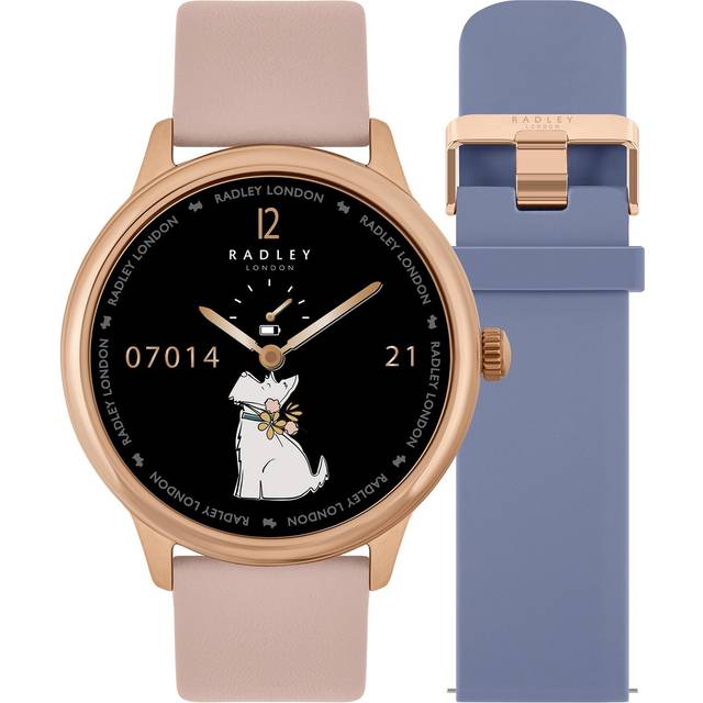Radley London Series 19 Smart Calling Watch with interchangeable Cobweb leather and Denim Silicone Straps RYS19-2130-SET - Rose