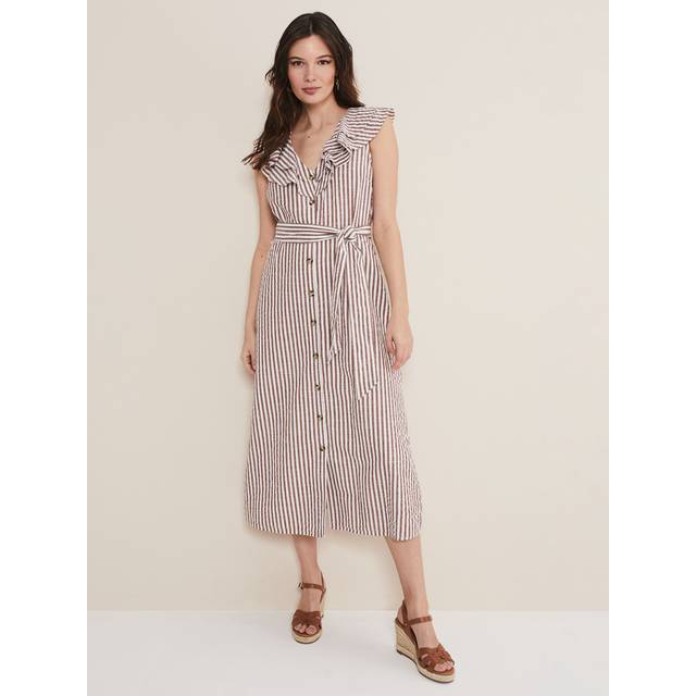 Phase Eight Women's Jamilla Striped Midi Dress - Ivory/Natural - 14