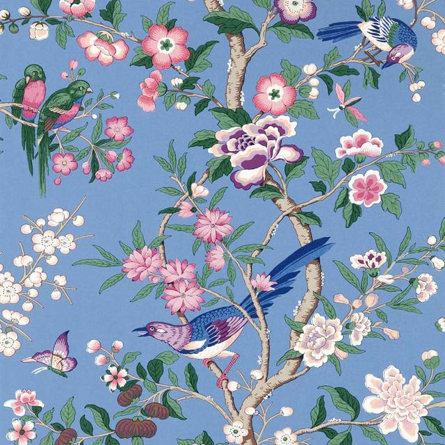 Sanderson Tapete Chinoiserie Hall - Blueberry/ Purple - blue/purple