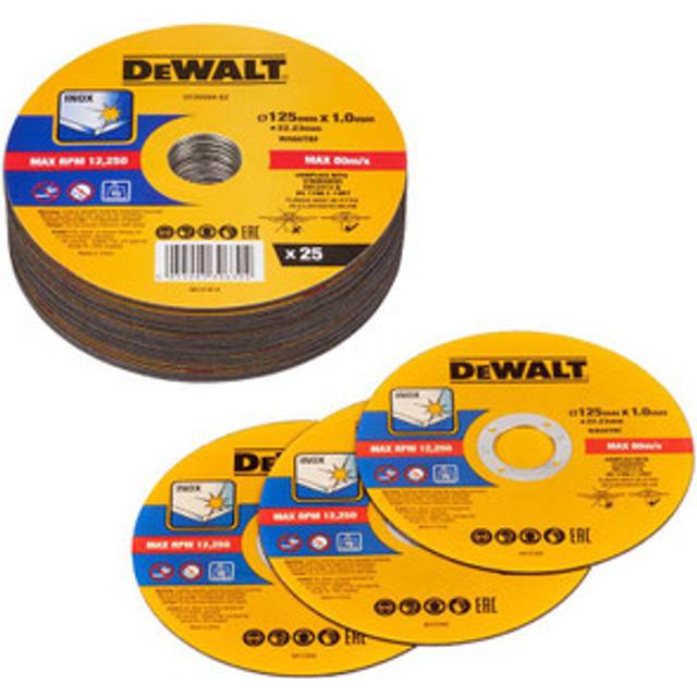 12 dewalt 125mm 4.5" 1.0mm thin inox metal cutting disc 22mm bore flat disc x 12