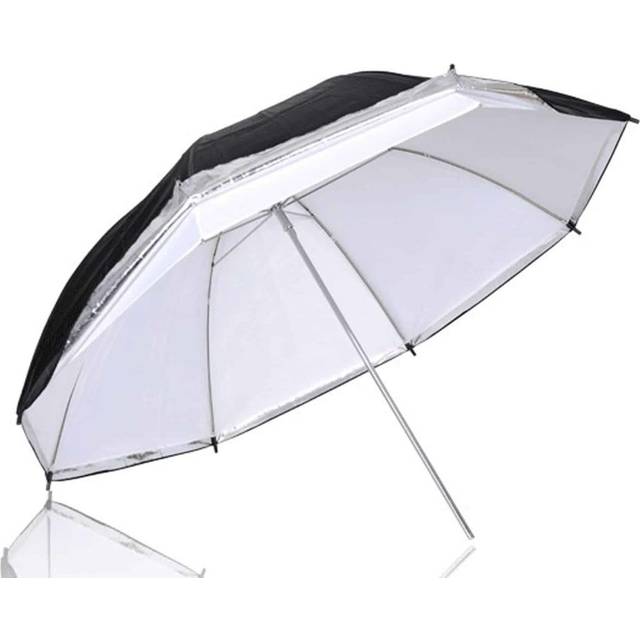 33â/84cm White Satin Studio Flash Umbrella Reflective Diffuser with Detatchable Black Cover for Portrait Product Shooting Studio Lighting Kit