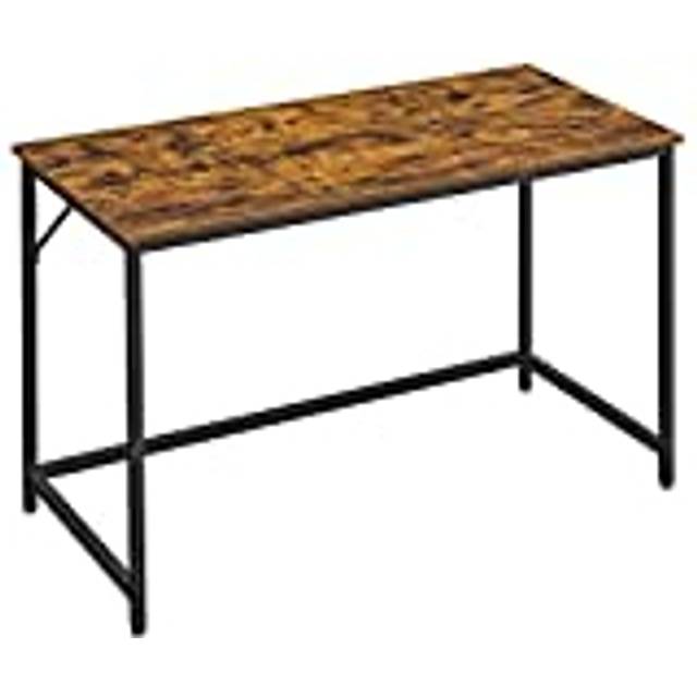 VASAGLE Skrivbord, datorbord, litet kontorsbord, 120 x 60 x 75 cm, studie, hemmakontor, enkel montering, stål, industriell design, rustik brun och svart LWD039B01