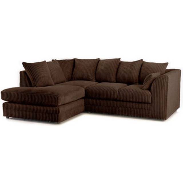 Luxor Jumbo Cord 4 Seater Corner sofa Left Hand Facing - Chocolate - One Size
