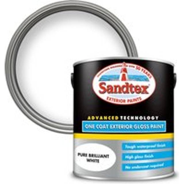 Sandtex One Coat Exterior Gloss Brilliant White 2.5L, White