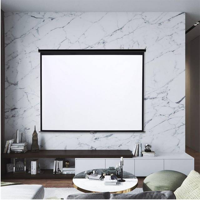 92" Manual Wall Mounted Projection Screen - White - One Size