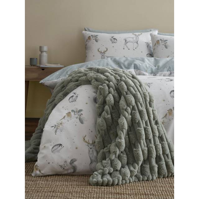 So Soft Carved Faux Fur Blanket Throw - Sage Green - One Size - Bianca Fine Linens