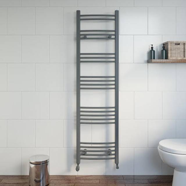 DuraTherm Curved Heated Towel Radiator Anthracite - 1600 x 450mm
