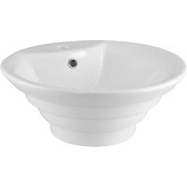 Round Tiered 1 Tap Hole Ceramic Countertop Vessel with Overflow - 460mm