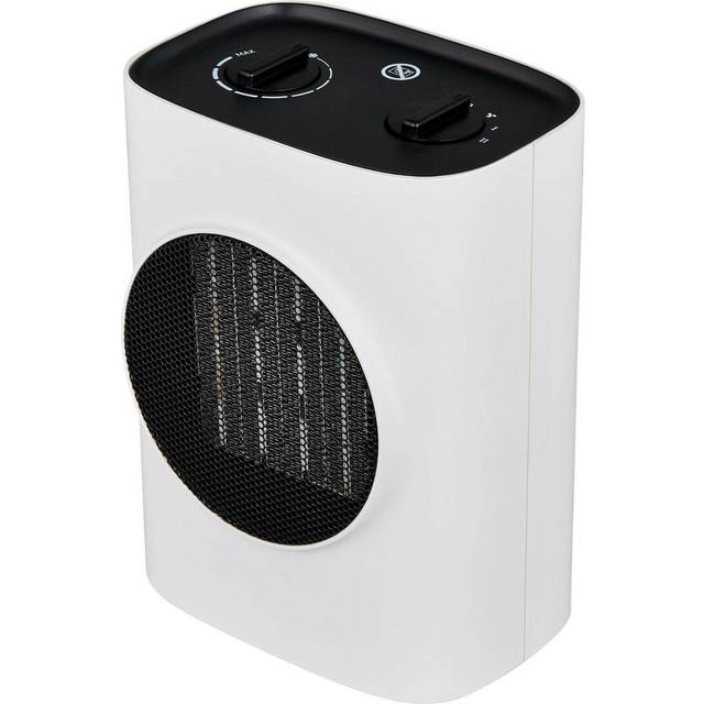 Ceramic PTC Fan Heater 2 Heat Settings & Adjustable Thermostat 1.5kW - White - One Size