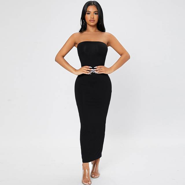 SHEIN Split Back Tube Summer Women Outfit Dress