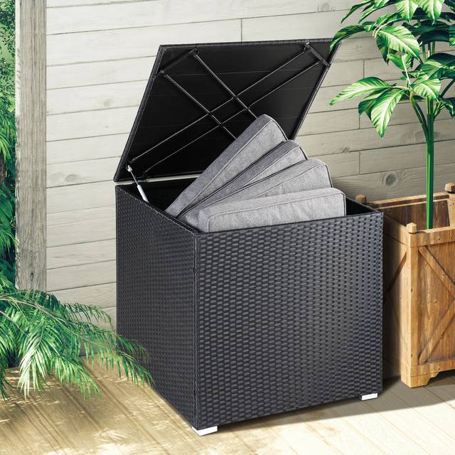 Rattan Garden Storage Box Black 25x25x23ft