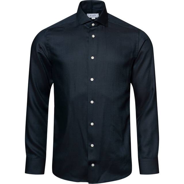 Eton Merino Wool Shirt Dark Blue