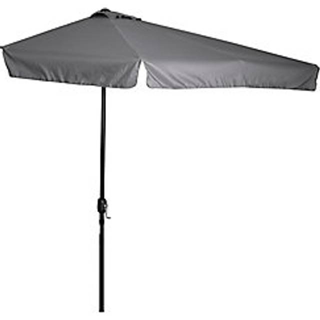 Outsunny 2.3m Half Parasol Semi Round Umbrella Patio Metal Frame Crank Handle for Balcony-- NO BASE INCLUDED, Grey