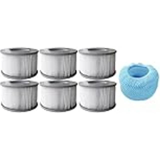 MSpa Filter Cartridge Pack of 6 - 90 Pleats Filter Cartridge and 1 Mesh Covers, Grey