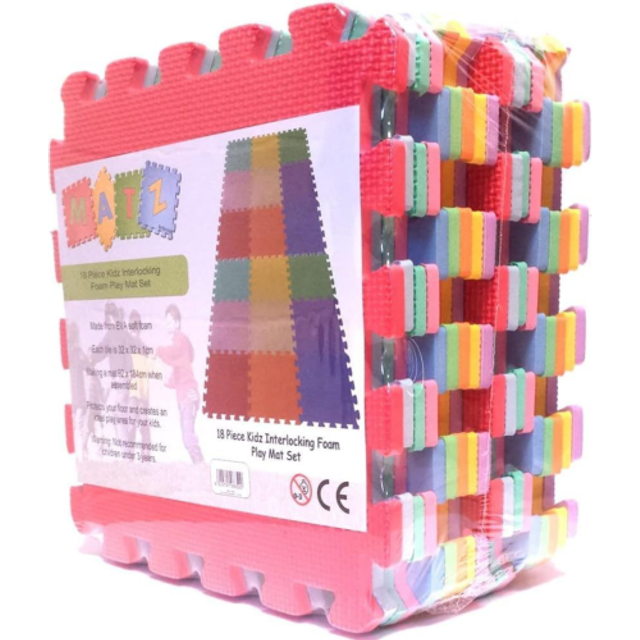 Edz Kidz Interlocking Foam Play Mat Set. Great for Babies, Toddlers or Even Exercise (32 x 32cm. 18 Piece Pastel Mats)