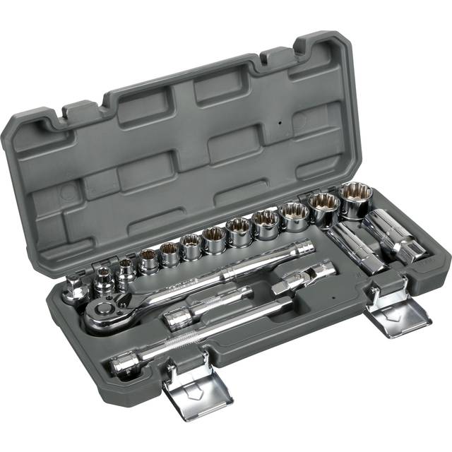 Halfords 18 piece 3/8 inch drive imperial socket set complete 72 tooth ratchets