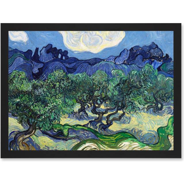 Vincent Van Gogh The Olive Trees Painting Artwork Framed Wall Art Print A4 - Black - One Size
