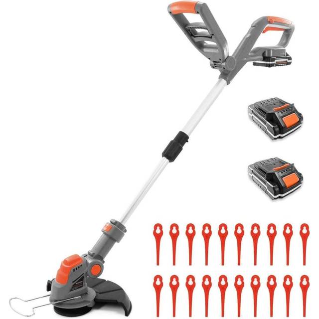 Cordless Strimmer Electric Grass Trimmer Garden Edger 2x Batteries 30x Blades