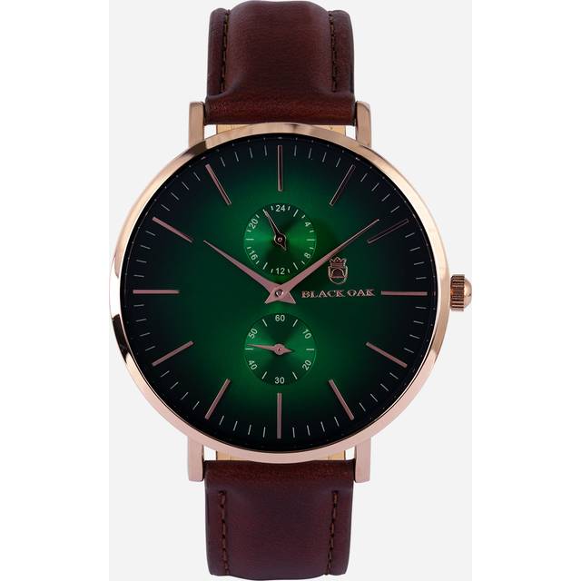 Black Oak Buckley herrklocka - grön/rosegold, 45 mm
