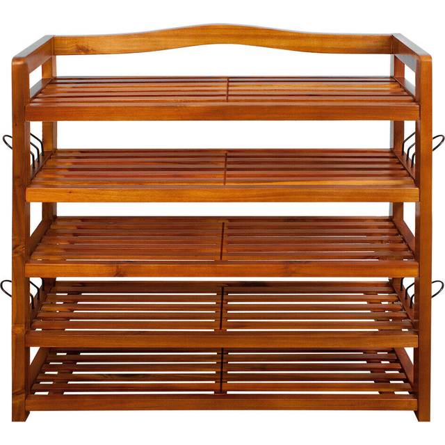 Shoe Rack Acacia Wood 5 Shelves 85x26x80cm