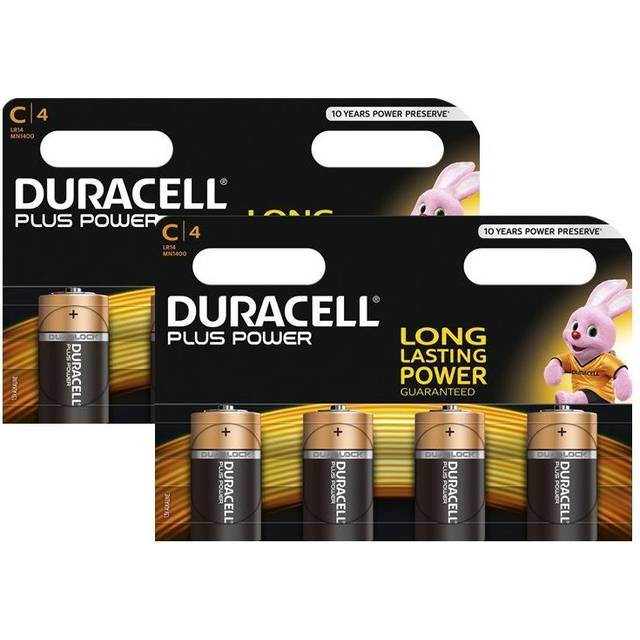 8 x Duracell C Size Plus Power MN1400 LR14 Alkaline Batteries