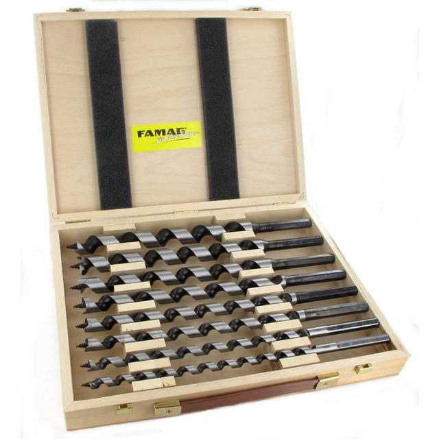 FAMAG Lewis Auger Bit Set of 8 Pieces OAL 320mm in Wooden Case, 1410303