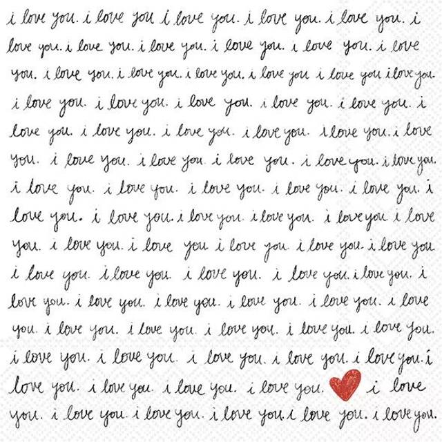IHR I Love You Words Valentine Print Lunch Paper Napkins 20 Disposable 3-Ply