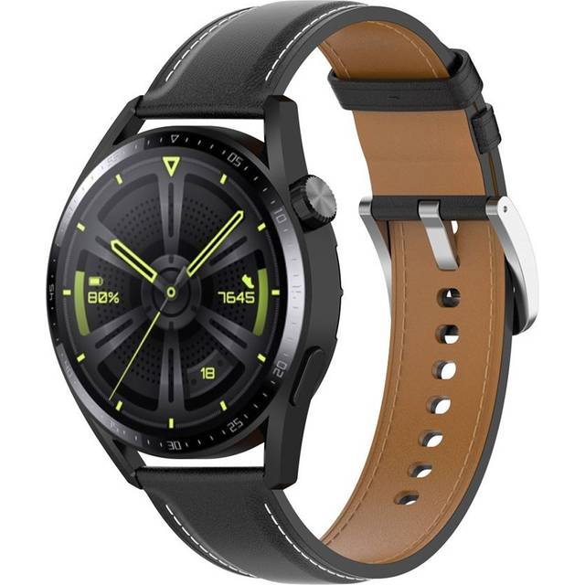 Universal smartwatch pu läderband m. Spänne 22mm - Svart