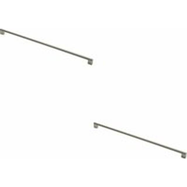 2x Round Bar Pull Handle 648 x 14mm 608mm Fixing Centres Satin Nickel & Steel