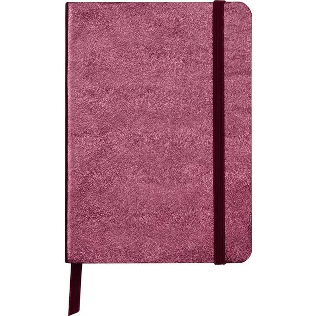 Clairefontaine 400090C Anteckningsbok (med pärlemoreffekt med mjukt fodral i läder, DIN A6, 10,5 x 14,8 cm, 72 ark, blank, gummiförslutning, bokmärken) 1 st körsbärsröd