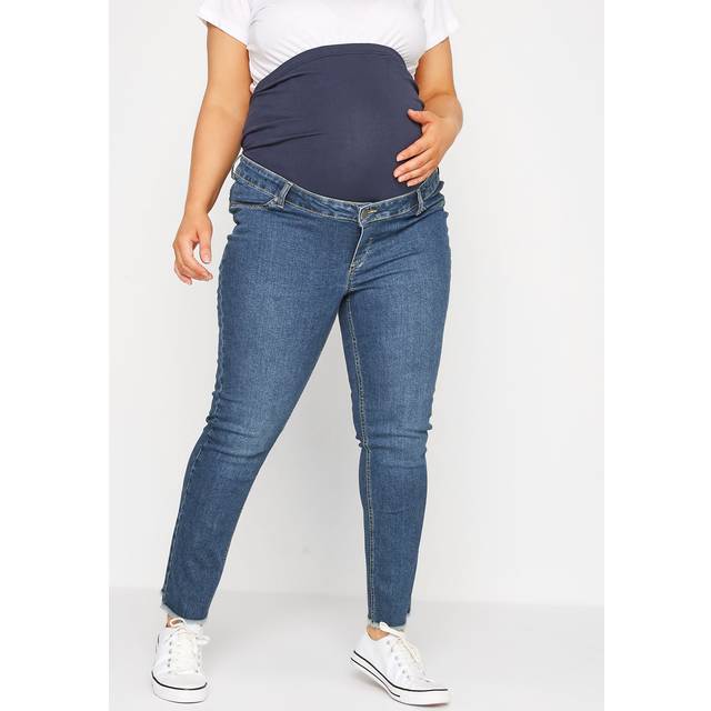 Bump It Up Maternity Curve Blue Stretch Straight Leg Jeans, Women's Curve & Plus Size, Bump It Up - Short 26