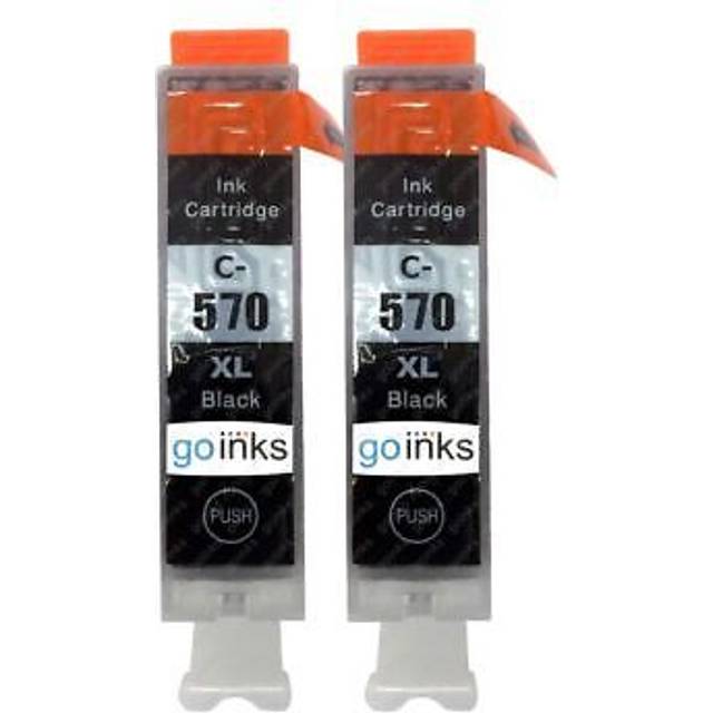 Pgi-570bk xl compatible black ink cartridges for canon pixma printers - 2 pack