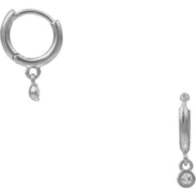 Mini Crystal Drop Micro Hoop Earrings Made With Swarovski Crystals - Silver - Orelia