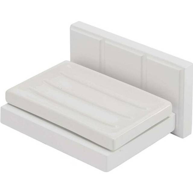 "Croydex Soap Dish White Pine and Ceramic ""Adelite"" One Size 13x11x7cm"
