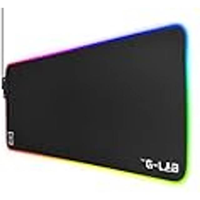 THE G-LAB Pad RUBIDIUM - RGB spelmusmatta - XXL spelmusmatta- LED bakgrundsbelysning - Vattentålig - Högprecisionstyg – Halkfri gummibas - 800x300x3mm – Svart