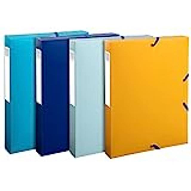 Exacompta Bee Blue Box File 40mm Spine PP A4 Assorted (Pack of 8)