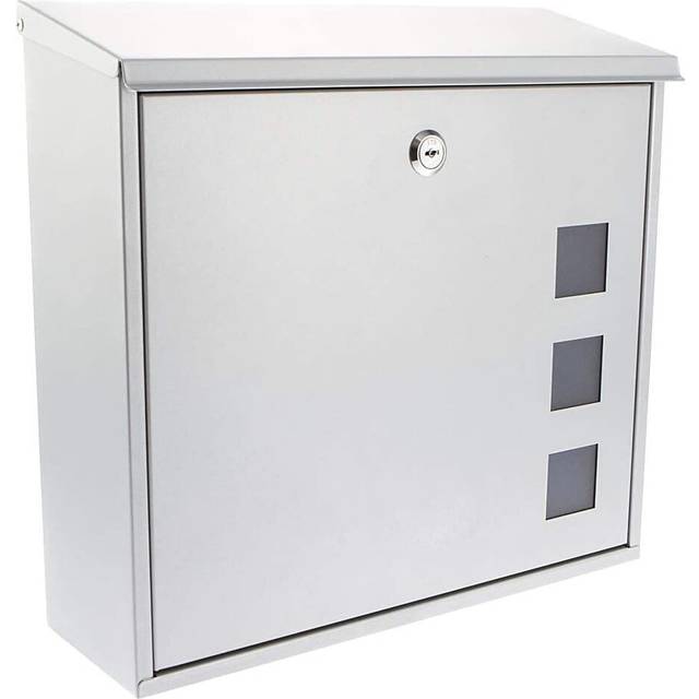 BURG-WÄCHTER Aire Wall Mounted Galvanised Steel Lockable Weatherproof Post Box - 37x36x11cm Silver Large