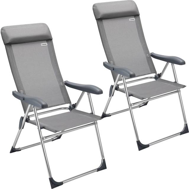 Garden Chair 2Pcs Set Grey Aluminium Foldable with Cushion