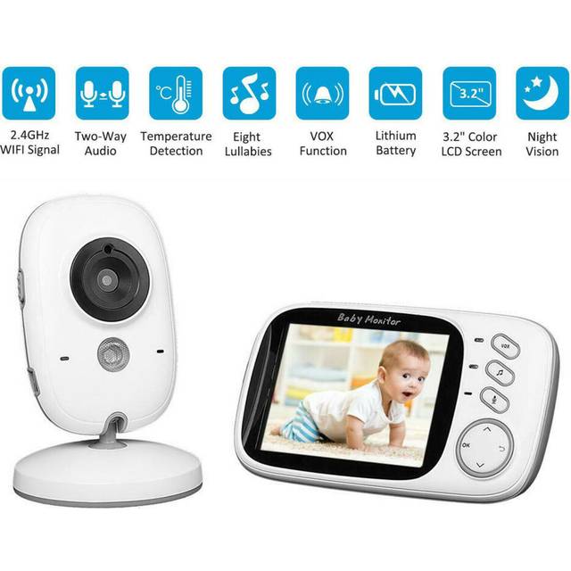 3.2 inch LCD Wireless Digital Video Baby Monitor Night Vision Temperature Sensor UK Plug