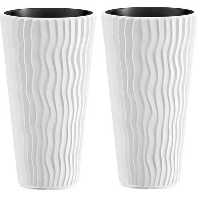 (White, 2) Stunning Sandy Slim Large Plant Pot Flower Planters Indoor Outdoor Garden