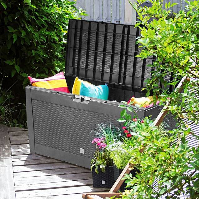 Garden Storage Box Rato Grey Rattan Look 310L