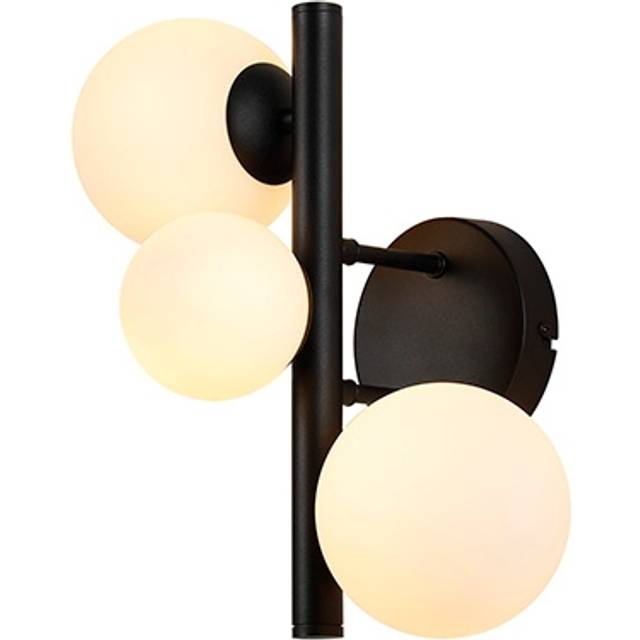 Sedona 3 Light Wall Light - Satin Black and Opal Glass