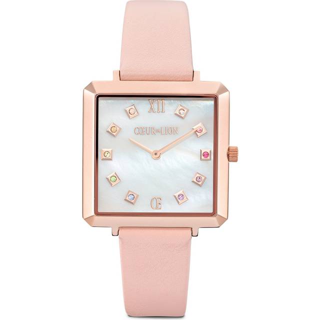 COEUR DE LION Uhr Iconic Square Perlmutt Roségold Armband Leder Romantic Rosé