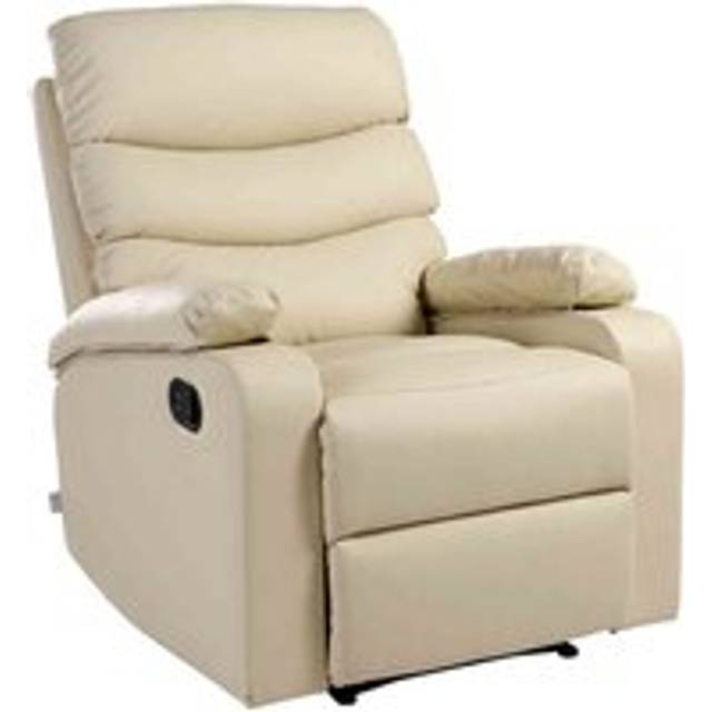 (Cream) Ashby Bonded Leather Recliner Armchair Sofa Chair Reclining Home Lounge
