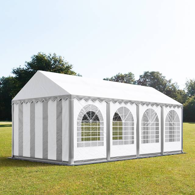 TOOLPORT 4x8m Marquee / Party tent w. ground frame, PVC 800, grey-white - (5370)