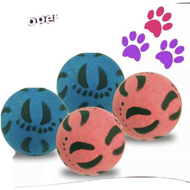 4pk Rubber Dog Balls | Bouncy Puppy Pet Solid Hard Play Ball