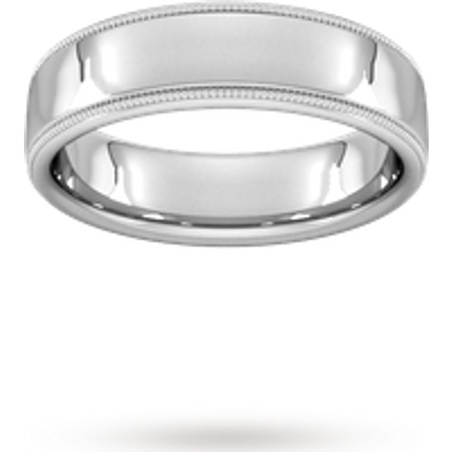 6mm Flat Court Heavy Milgrain Edge Wedding Ring In 950 Palladium - Ring Size U